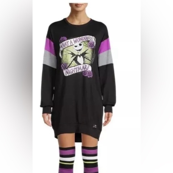 Disney sleepwear M sweater night gown black purple nightmare before Christmas - Picture 9 of 9